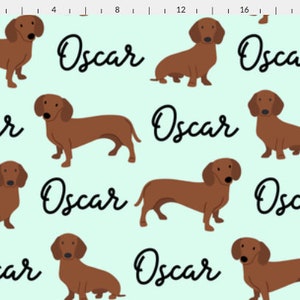 Personalized Dachshund Fabric by the Yard or Fat Quarter, Quilting Cotton, Jersey, Minky, Organic Cotton, Custom Dog Fabric image 7