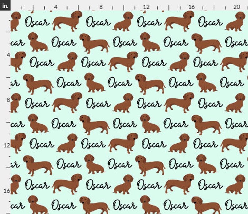 Personalized Dachshund Fabric by the Yard or Fat Quarter, Quilting Cotton, Jersey, Minky, Organic Cotton, Custom Dog Fabric image 9