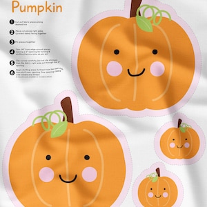 DIY Little Pumpkin Cut and Sew Panel, Pumpkin Fabric Panel, Pumpkin Cushion, Pumpkin Sewing Pattern, Beginner Sewing Project