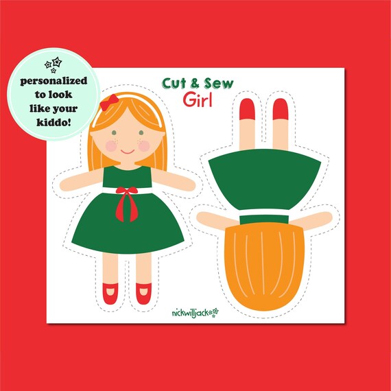 Custom Christmas Doll Fabric Panel, Custom Doll Fabric Panel, Cloth Doll Pattern, Holiday Doll