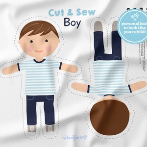 Cut and Sew Boy Doll , Custom Doll Fabric Panel, Boy Doll Fabric Pattern, Boy Doll Sewing Pattern, DIY Doll, Cut and Sew Panel