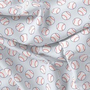 Baseball Fabric Fabric by the Yard or Fat Quarter Sports Fabric Quilting Cotton, Jersey, Minky Fabric, Organic Cotton, Pinstripes image 9