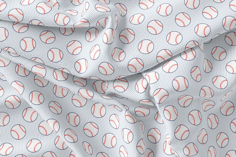 Baseball Fabric Fabric by the Yard or Fat Quarter Sports Fabric Quilting Cotton, Jersey, Minky Fabric, Organic Cotton, Pinstripes image 9
