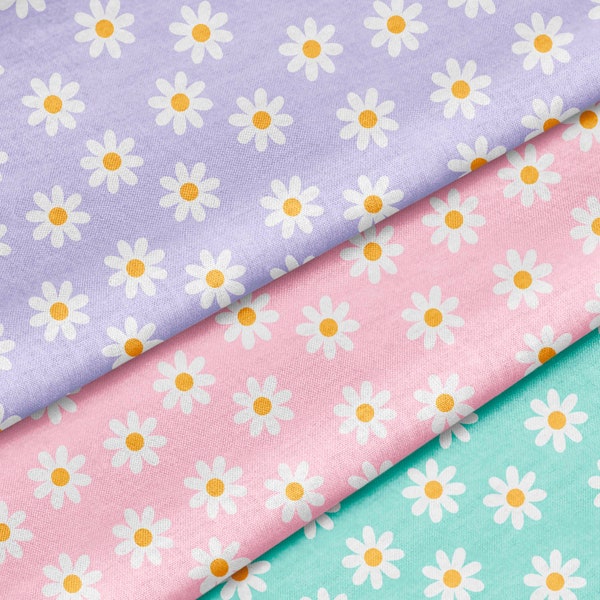 Daisy Fabric by the Yard - Choose From 48 Background Colors!