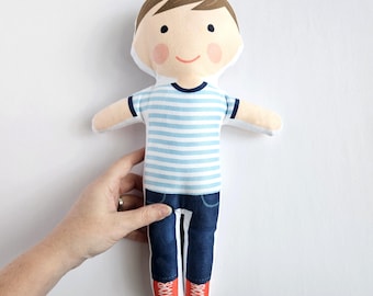 Cut and Sew Boy Doll , Custom Doll Fabric Panel, Boy Doll Fabric Pattern, Boy Doll Sewing Pattern, DIY Doll, Cut and Sew Panel