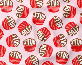 Valentine Stud Muffin Fabric by the Yard - Dog Fabric - Quilting Cotton, Jersey, Minky, Organic Cotton - Boys Valentine Fabric - Pet Fabric