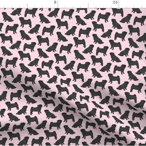 Black Pug Fabric by the Yard or Fat Quarter Pick Your Color Dog Fabric Quilting Cotton, Jersey, Minky, Organic Cotton Custom Fabric image 5