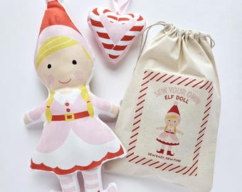 Custom Christmas Elf Doll Making Kit for Kids, Sew Your Own Holiday Doll Craft Kit, Christmas Fabric Panels