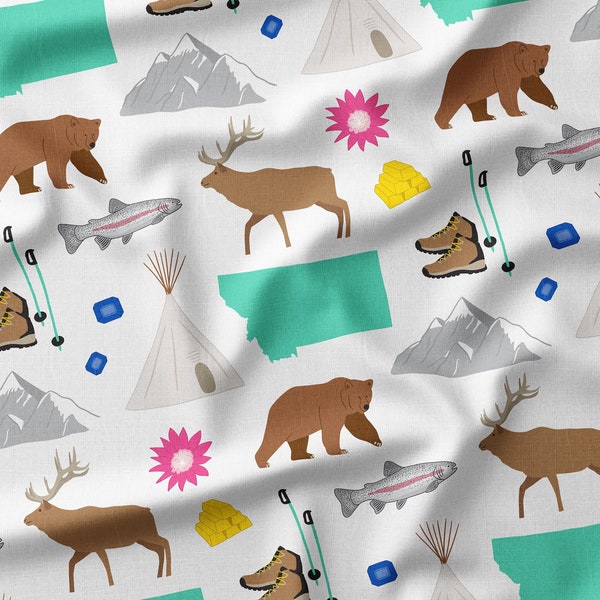 Montana Fabric - MT Fabric by the Yard or Fat Quarter - Quilting Cotton, Jersey, Minky, Organic Cotton - Wilderness, Wild, Animals, Hiking