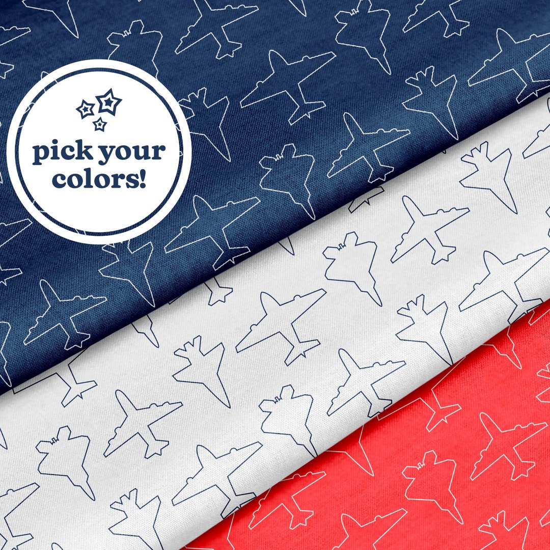Custom Airplane Fabric by the Yard or Fat Quarter Custom Fabric