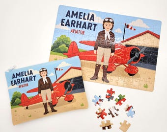 Amelia Earhart 120-Piece Kids Puzzle + Zipper Pouch | Ages 7–12