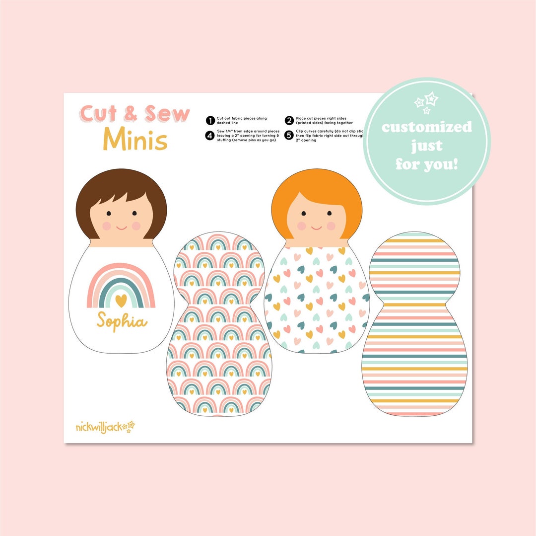 Custom Mini Doll Cut and Sew Panel Custom Doll Fabric Panel Etsy