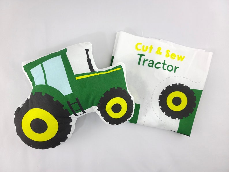 DIY Farm Tractor Cut and Sew Panel, Tractor Fabric Panel, Tractor Nursery Cushion, Tractor Sewing Pattern, Tractor Cushion, Tractor Soft Toy image 1