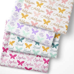 Personalized Butterfly Fabric by the Yard or Fat Quarter Custom Fabric Quilting Cotton, Jersey, Minky, Organic Cotton Pick Your Colors image 6