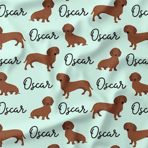 Personalized Dachshund Fabric by the Yard or Fat Quarter, Quilting Cotton, Jersey, Minky, Organic Cotton, Custom Dog Fabric image 10