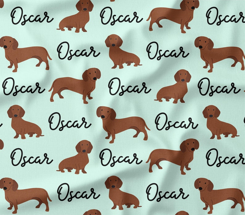 Personalized Dachshund Fabric by the Yard or Fat Quarter, Quilting Cotton, Jersey, Minky, Organic Cotton, Custom Dog Fabric image 10