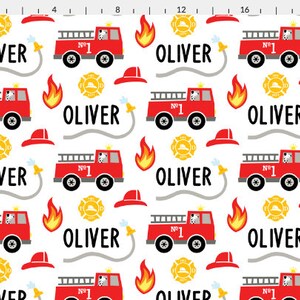 Personalized Fire Truck Fabric - Etsy