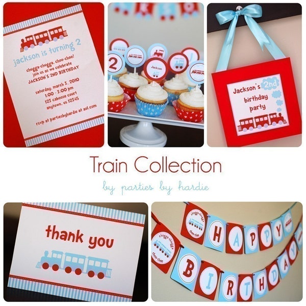 Train Party Collection-Printable PDF File with EDITABLE TEXT