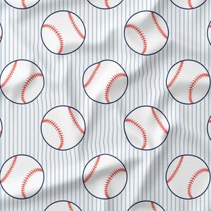 Baseball Fabric Fabric by the Yard or Fat Quarter Sports Fabric Quilting Cotton, Jersey, Minky Fabric, Organic Cotton, Pinstripes image 7