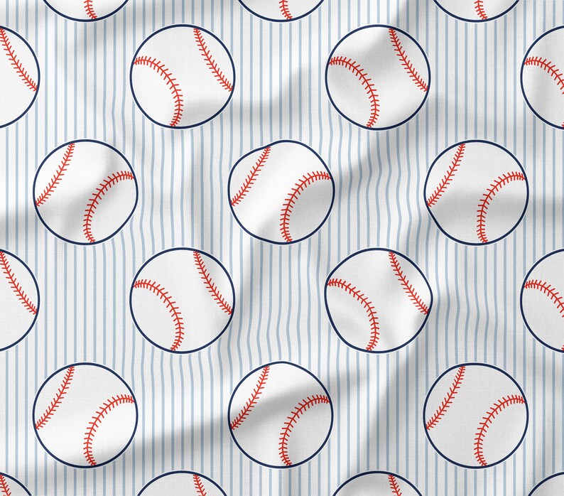 Baseball Fabric Fabric by the Yard or Fat Quarter Sports Fabric Quilting Cotton, Jersey, Minky Fabric, Organic Cotton, Pinstripes image 7