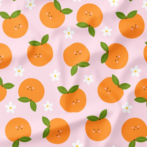 Clementine Cuties Fabric by the Yard -  Oranges Fabric - Quilting Cotton, Jersey, Minky, Organic Cotton - Little Cuties Clementine Fabric