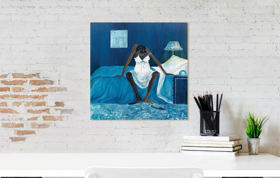 Annie Lee Blue Monday Painting Art Canvas Print Wall Art for Home