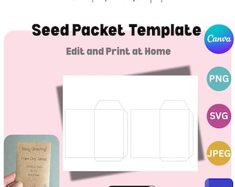 Printable Seed Packet |  Seed Envelope Template| Blank Template | Print at home | Personalised Seed Envelope | Party Favour | Thank You