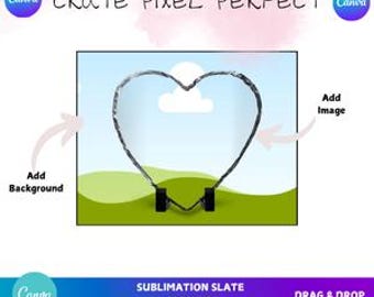 Dye Sublimation Slate Canva Mockup, Heart Slate (Digital Download)