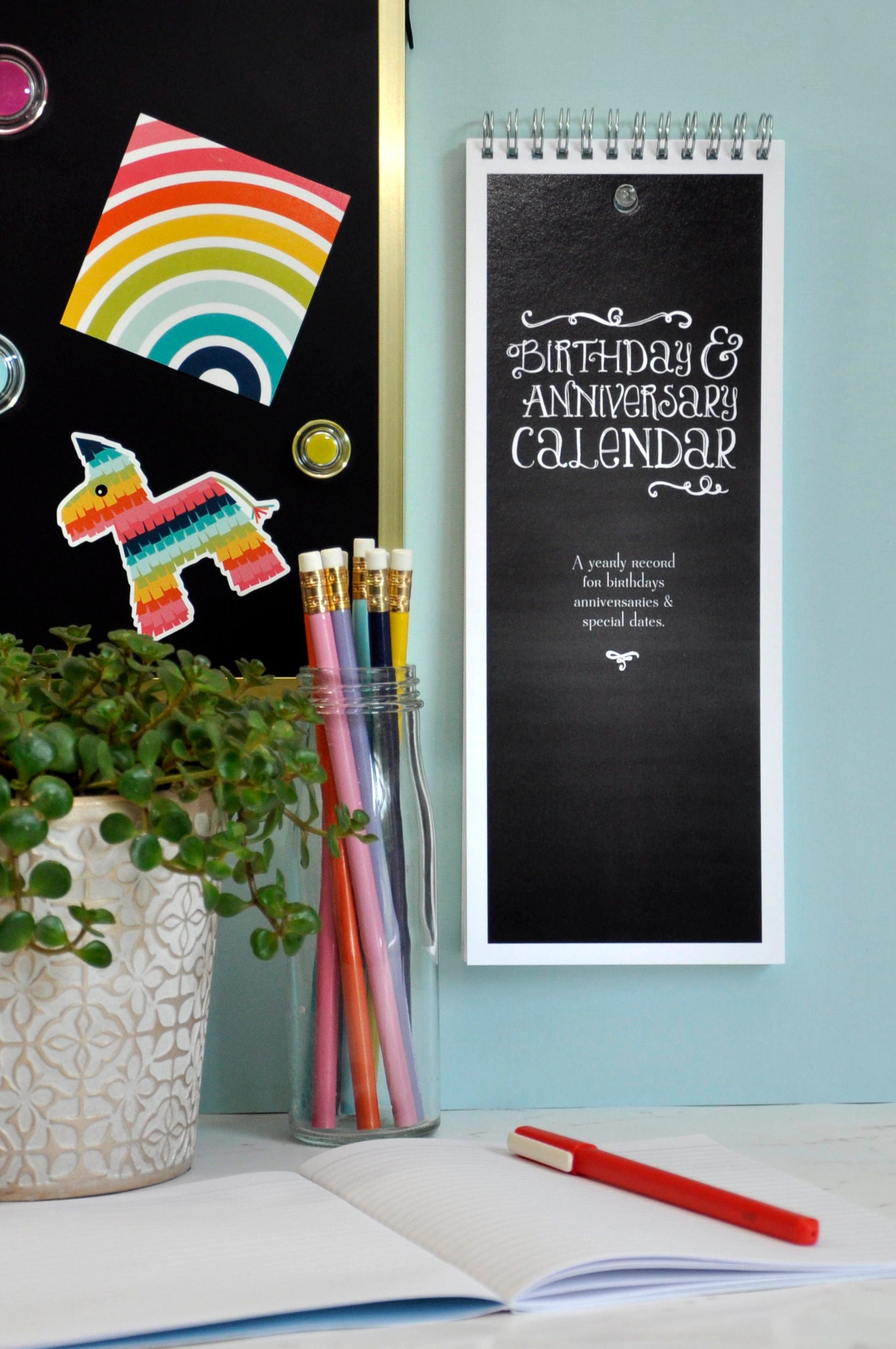 Perpetual Birthday Calendar Chalkboard Style. Anniversary Etsy UK