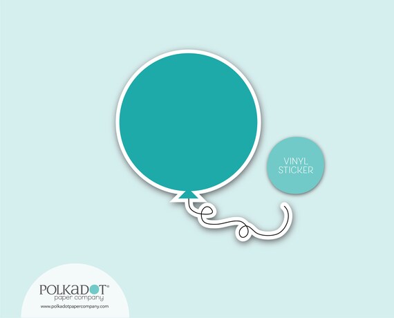 Teal Balloon Vinyl Sticker: Kiss-Cut Gloss Vinyl Sticker for Water bottles, Laptops, Weatherproof and Dishwasher Safe, Sticker Collection Il_570xn