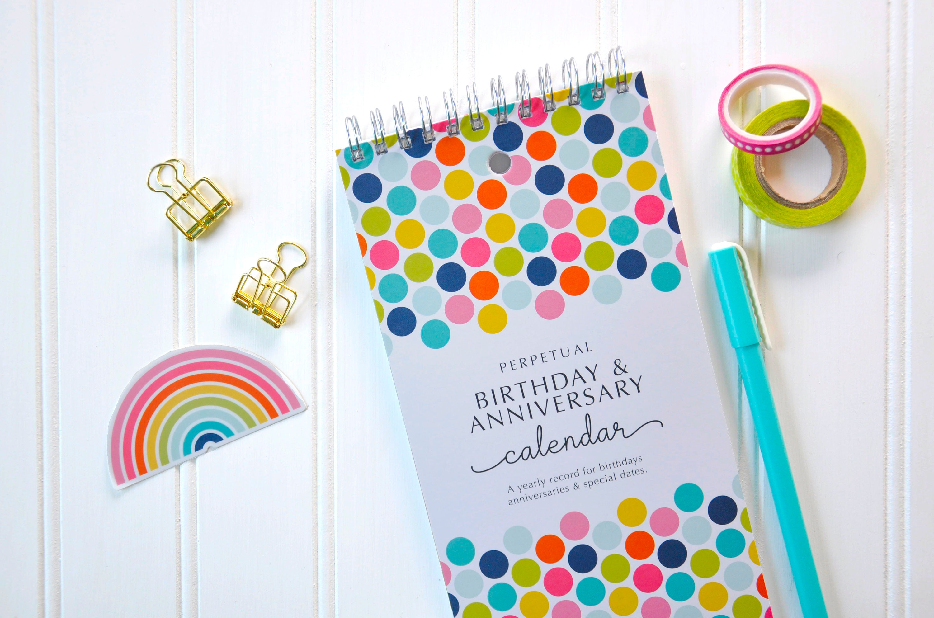 Cat Perpetual Calendar Birthday Wall Hanging Anniversary JournalPc48A