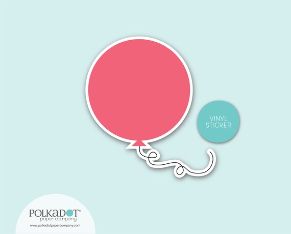 Pink Balloon Vinyl Sticker: Kiss-Cut Gloss Vinyl Sticker for Water bottles, Laptops, Weatherproof and Dishwasher Safe, Sticker Collection Il_570xn