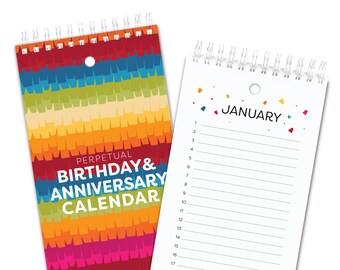 Perpetual Birthday Calendar - Pinata Ruffles - Full Color Inside
