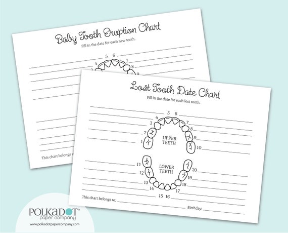 Baby Tooth Eruption & Lost Tooth Charts Set Il_570xn