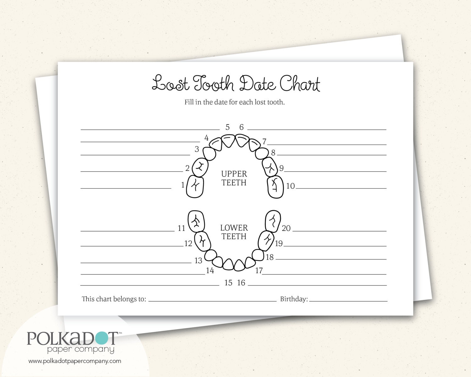 Lost Tooth Record Keepsake Chart Etsy