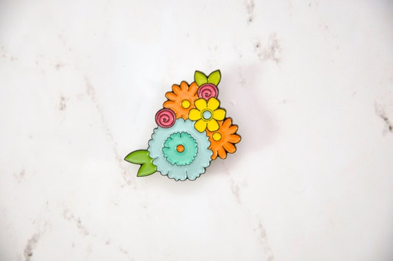 Bunch of Flowers Soft Enamel Lapel Pin with Rubber Pin Back Il_570xn