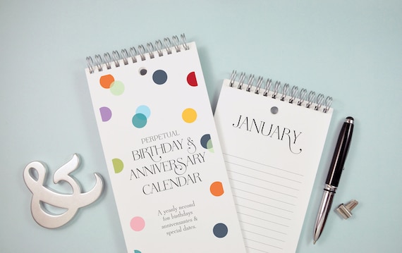 Confetti Perpetual Birthday & Anniversary Calendar, Perpetual Calendar, Birthday Reminder Calendar, Birthday Tracker, Hanging Calendar, Book Il_570xn