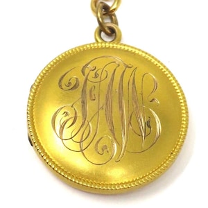 Antique Victorian 14k Gold Monogrammed Round Locket Pendant
