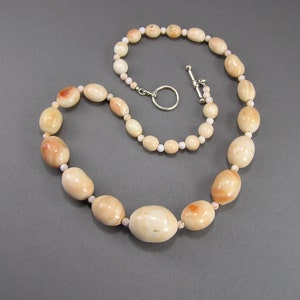 Antique Moonstone Conch Graduated Shell Bead Necklace