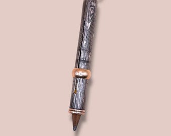 Antique Niello & 12k Rose Gold Vermeil Working Pencil Pendant, 9.8 grams N10