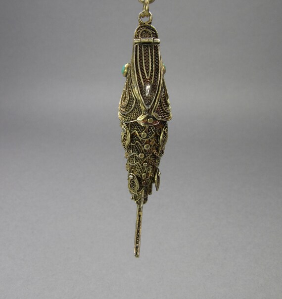 Vintage Chinese Export Articulated Gilt Filigree … - image 4