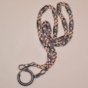 Antique Victorian "S-Scroll" Niello & 12k Rose Gold Chain Necklace MB82