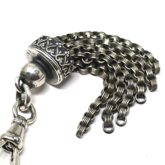 Antique Victorian Sterling Silver Ornate Fob Tass… - image 5