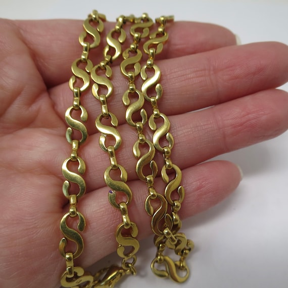 Vintage 1980s 18k Gold Plated S Link Chain Neckla… - image 10