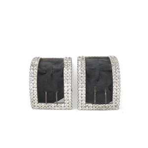 Antique Georgian Sterling Silver Shoe Buckles With Black Dot Paste Stones