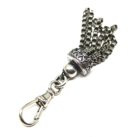 Antique Victorian Sterling Silver Ornate Fob Tass… - image 6