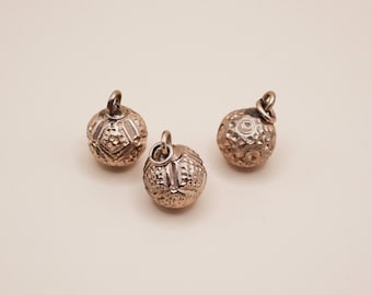 Curated Trio of Antique Victorian Bright-Cut Gold "Orb" Charms