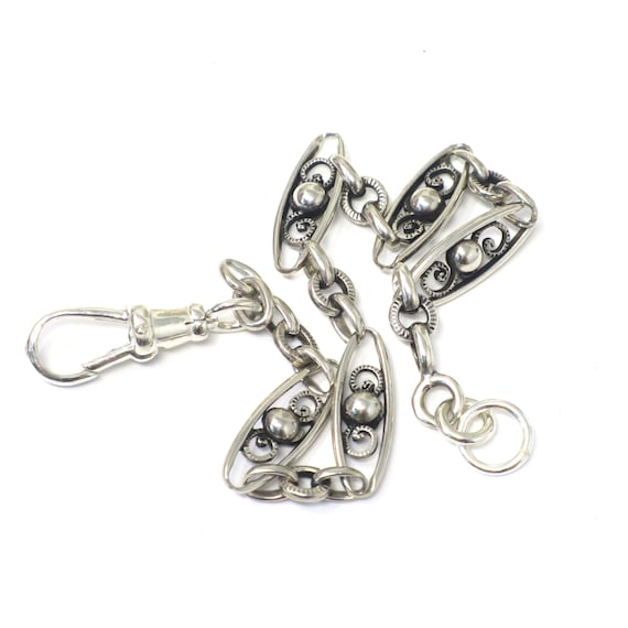 French Antique Silver Fancy Link Bracelet or exte… - image 1