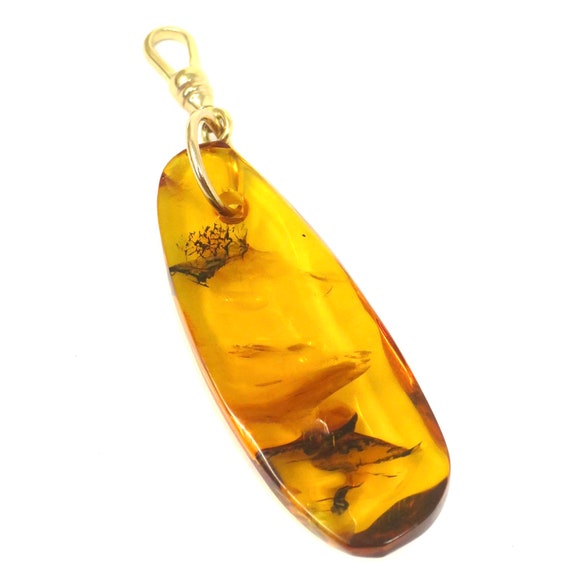 Vintage Genuine Amber Insect Plant Inclusion Pend… - image 8