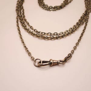Antique BREVETE European Muff Guard Long Chain Rose Rolled Gold Necklace